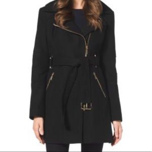 Michael Kors Asymmetrical Wool Blended Coat